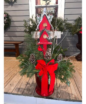 Christmas Cardinal House Planter 