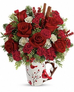 Christmas Cardinal Bouquet - Send to Warrington, PA Today!