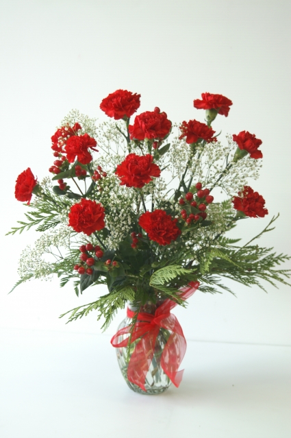 Classic Dozen Carnation Vase V55
