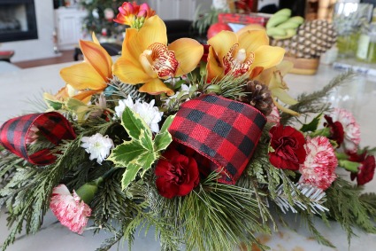Christmas Center piece with Orchids 