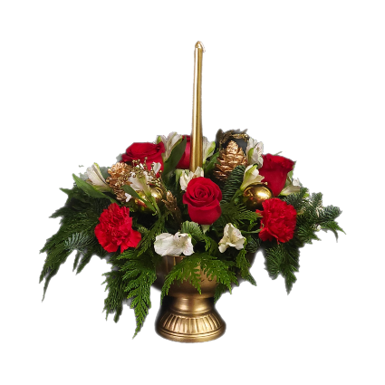 Christmas Centerpiece (Gold Theme) Floral Foam Arrangement