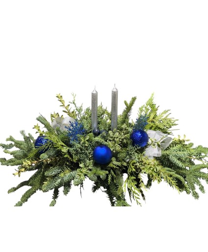 Christmas Centerpiece in Blue Centerpiece