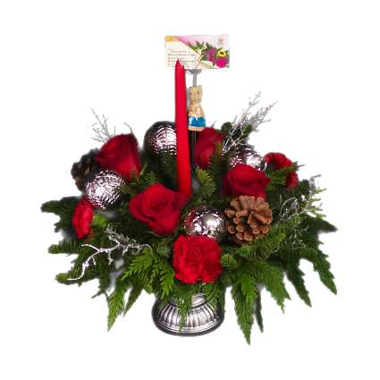 Christmas Centerpiece (Silver Theme) Floral Foam Arrangement