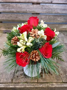 Christmas Cheer Milkglass Hobnail Vase