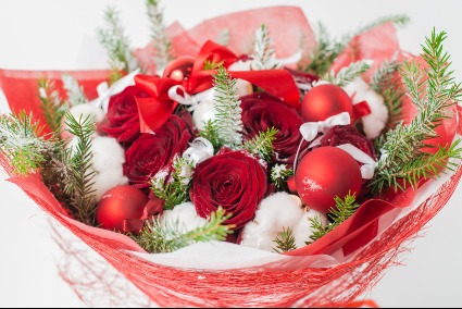 Christmas Cheer Wrapped Bouquet