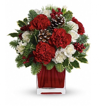 Make Merry Bouquet small cube vase  Christmas 