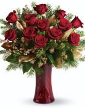Rose Gold  Red Glass Vase 
