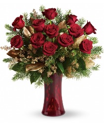 Christmas Dozen Roses Arrangement 