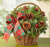 Christmas Evergreen Basket Arrangement