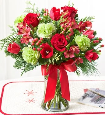 Red Fields of Europe Holiday Bouquet in Oakdale, NY | POSH FLORAL DESIGNS INC.