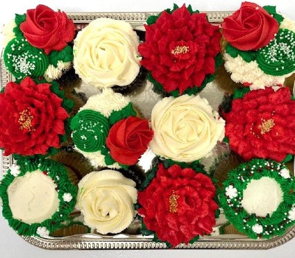 Christmas Flower Cupcakes Fresh from the Bakery