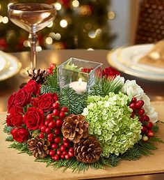 CHRISTMAS GLOW Holiday Centerpiece in Worthington, OH | UP-TOWNE FLOWERS & GIFT SHOPPE