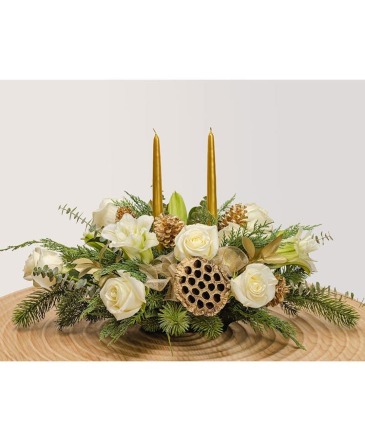 Christmas Gold Centerpiece in Ocala, FL | Blue Creek Florist