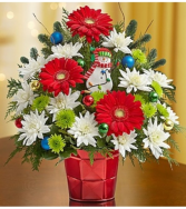 Christmas Greetings™ in a Red Vase Arrangement