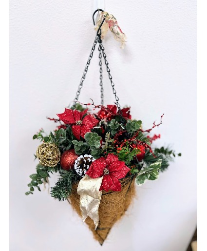 Christmas Hanging Basket Artificial Decor