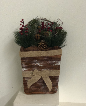 Christmas hanging basket Silk Arrangement