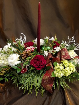 Christmas Holiday centerpiece flowers Table arrangement