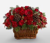 CHRISTMAS IN A BASKET ALL AROUND Christmas Arrangement