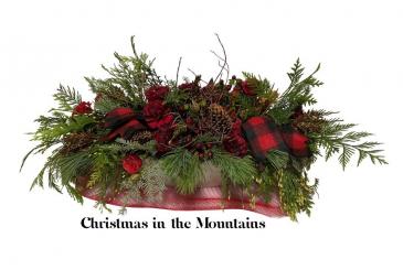Christmas in the Mountains Container Arrangement in Invermere, BC | INSPIRE FLORAL BOUTIQUE