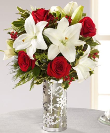 Christmas Joy Bouquet Silver Vase Arrangement