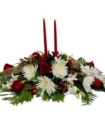 Christmas Joy Centerpice in Coral Springs, FL | Hearts & Flowers of Coral Springs