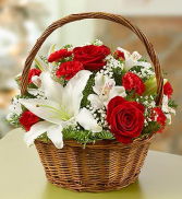 Christmas Lilies Basket Arrangement