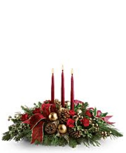 CHRISTMAS LONGATED W/CANDLES 1 Holiday Arrangement