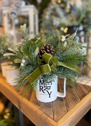 Christmas Mug with Fresh Greens 