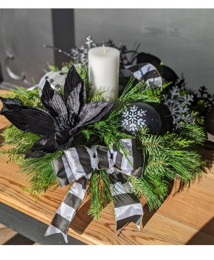 Christmas Noir Evergreen Centerpiece