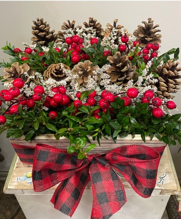 Christmas Pave' II Design Wooden Box in Northport, NY | Hengstenberg's Florist