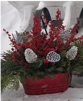 Christmas planter in red sparkle planter 