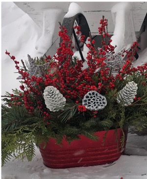Christmas planter in red sparkle planter 