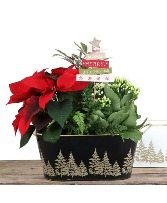 Christmas Planters Gold Trees Oval