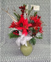 Christmas Poinsettia Silk Vase 