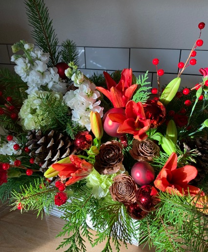 Christmas Reds and Greens Vase Arrangement 