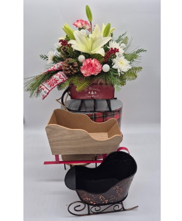 Christmas Sleigh  Floral Bouquet in Presque Isle, ME | COOK FLORIST, INC.