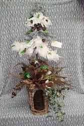 Christmas Tree Figurine in a Bucket w/ Silks 