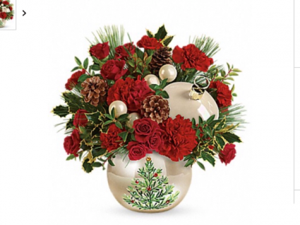 Christmas Tree Ornament  Keepsake container with fresh flowers
