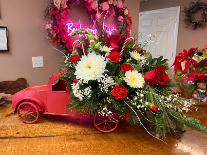 Christmas Truck Arrangement in Center Moriches, NY - BOULEVARD FLORIST