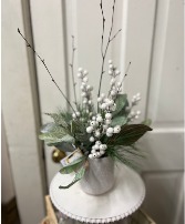 Christmas White and Green Silk Arrangement 