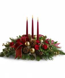 Merry Christmas 3 candle centerpiece in Colorado Springs, CO | Enchanted Florist II