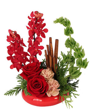 Cinnamon Orchids & Roses Floral Arrangement