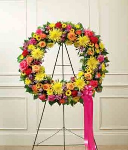 Circle of Love Wreath Of Colorful Blooms