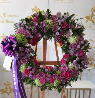 Circle wreath purple mix Circle wreath purple mix  in Harlingen, TX | Royalty Roses - Harlingen Florist