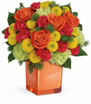 Citrus Smiles Cube Vase Arrangement