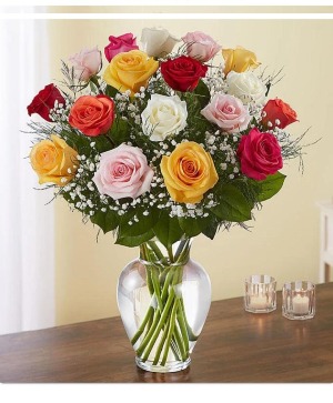 CLASIC DOZEN ROSES MIX COLORS 