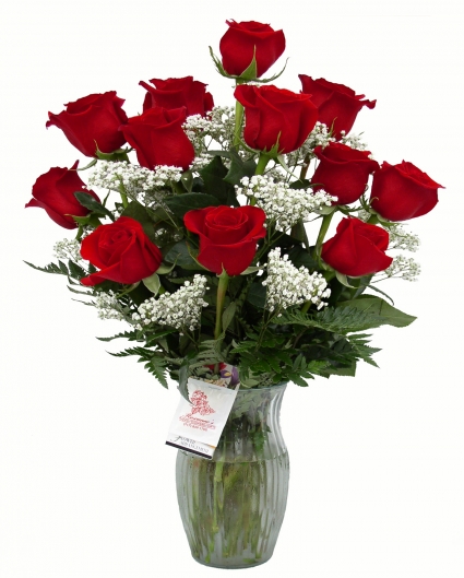 Classic Symbol of Love 1 Doz Rose Vase