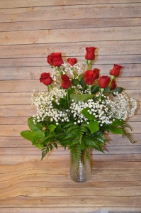 Classic 1 dozen Rose arrangement, Red