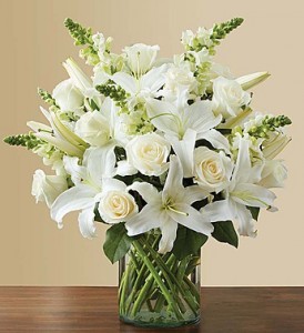 Classic All White Arrangement for Sympathy Flower Arrangement