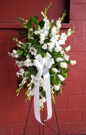 Classic All White Funeral Spray In Portland Or Kern Park Flower